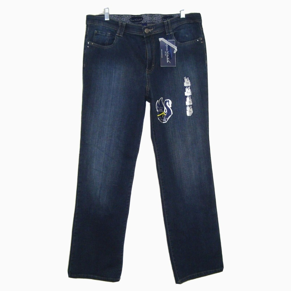 NWT Gloria Vanderbilt Total Control Midrise Straight Leg Studded Jeans Size 16